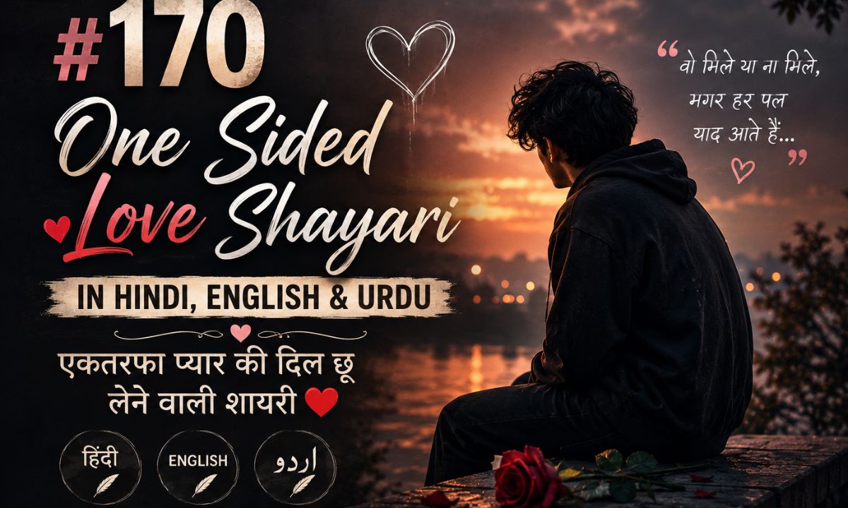 170 One Sided Love Shayari in Hindi, English & Urdu | एकतरफा प्यार की दिल छू लेने वाली शायरी ❤️